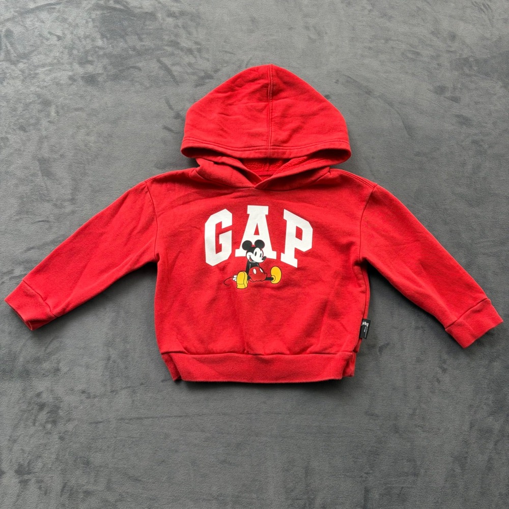 Gap x Disney Mickey Mouse Arch Logo Hoodie Red Toddler 3Y Pullover Sweatshirt